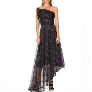 Talulah Starcrossed Lover One Shoulder Black Metallic Gown Size L